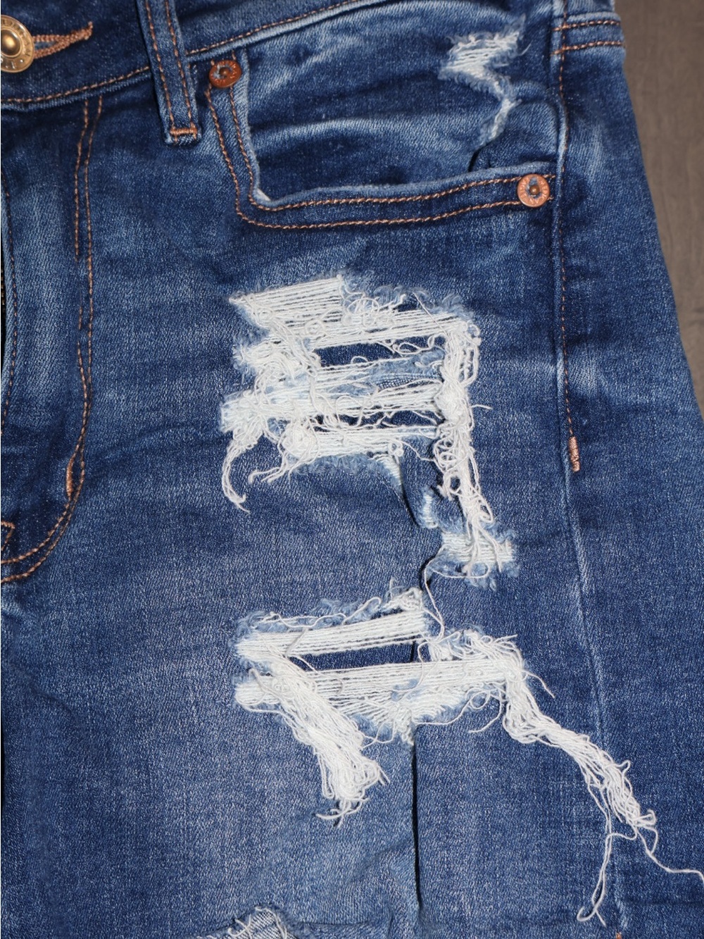 American Eagle Outfitters Distressed Blue Ripped Denim Shorts - Picture 3 of 8